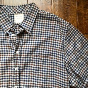 Billy Reid Gray Checkered Plaid Button Down Shirt